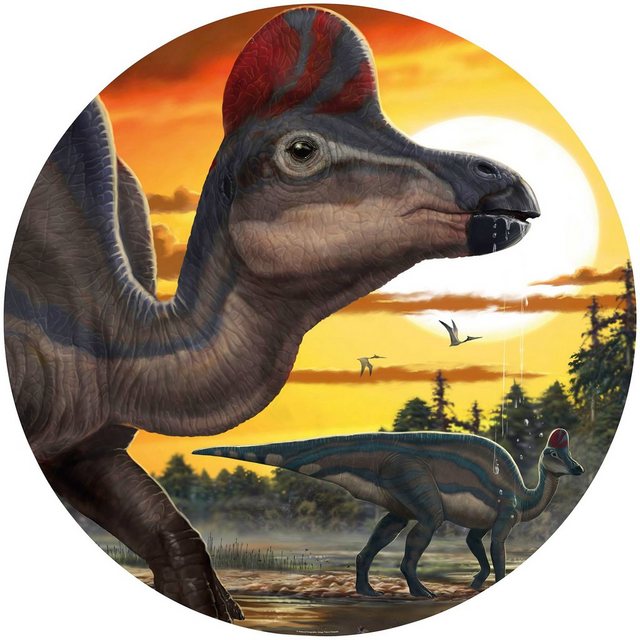 Komar Fototapete »Corythosaurus Sunset«, glatt, bedruckt, Comic, Retro, mehrfarbig, BxH: 128x128 cm, selbstklebend-Tapeten-Inspirationen