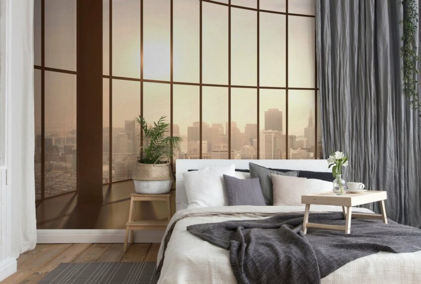 Architects Paper Fototapete »Loft View Sunset«, (Set, 4 St), Vlies, glatt-Tapeten-Ideen für dein Zuhause von Home Trends