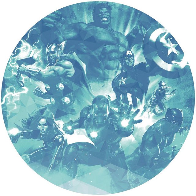 Komar Fototapete »Avengers Blue Power«, glatt, bedruckt, Comic, Retro, mehrfarbig, BxH: 128x128 cm, selbstklebend-Tapeten-Inspirationen