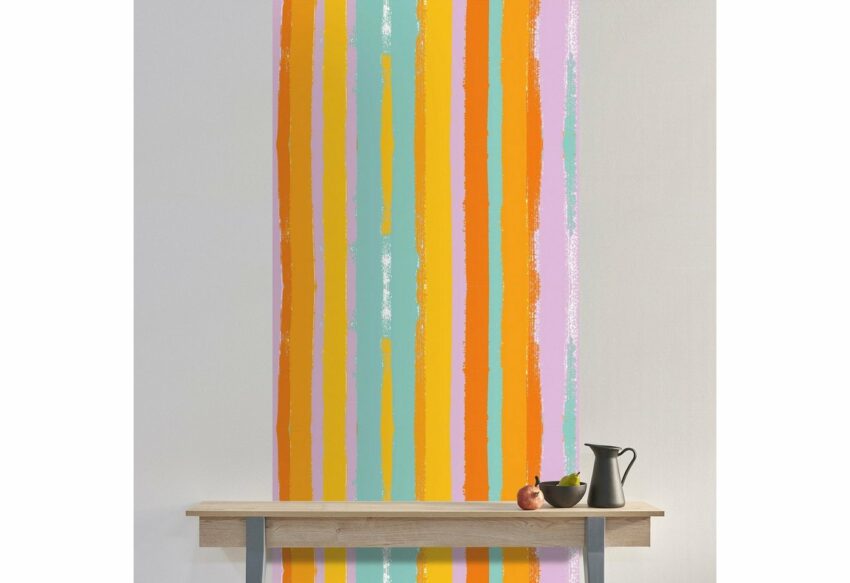 queence Vinyltapete »Streifen-Bunt«, Streifen, 90 x 250 cm, selbstklebend-Tapeten-Ideen für dein Zuhause von Home Trends
