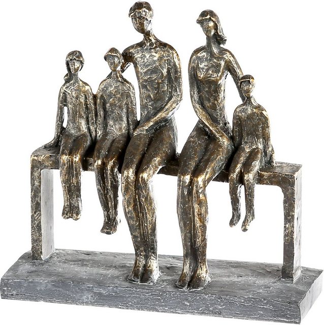 Casablanca by Gilde Dekofigur »Skulptur We are family, bronzefarben/grau« (1 Stück), Dekoobjekt, Höhe 26 cm, Familie, mit Spruchanhänger, Wohnzimmer-Figuren-Inspirationen