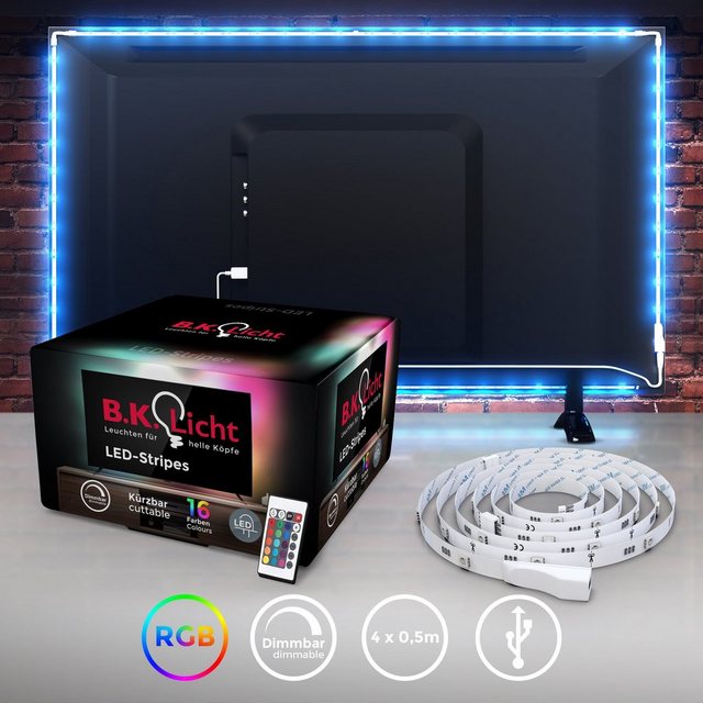 B.K.Licht LED-Streifen, LED TV Hintergrundbeleuchtung Backlight 2m USB RGB selbstklebend-Lampen-Inspirationen