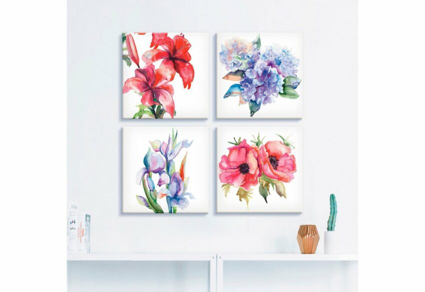 Artland Leinwandbild »Lilien Mohnblumen Iris Hortensien«, Blumen (4 Stück)-Bilder-Ideen für dein Zuhause von Home Trends