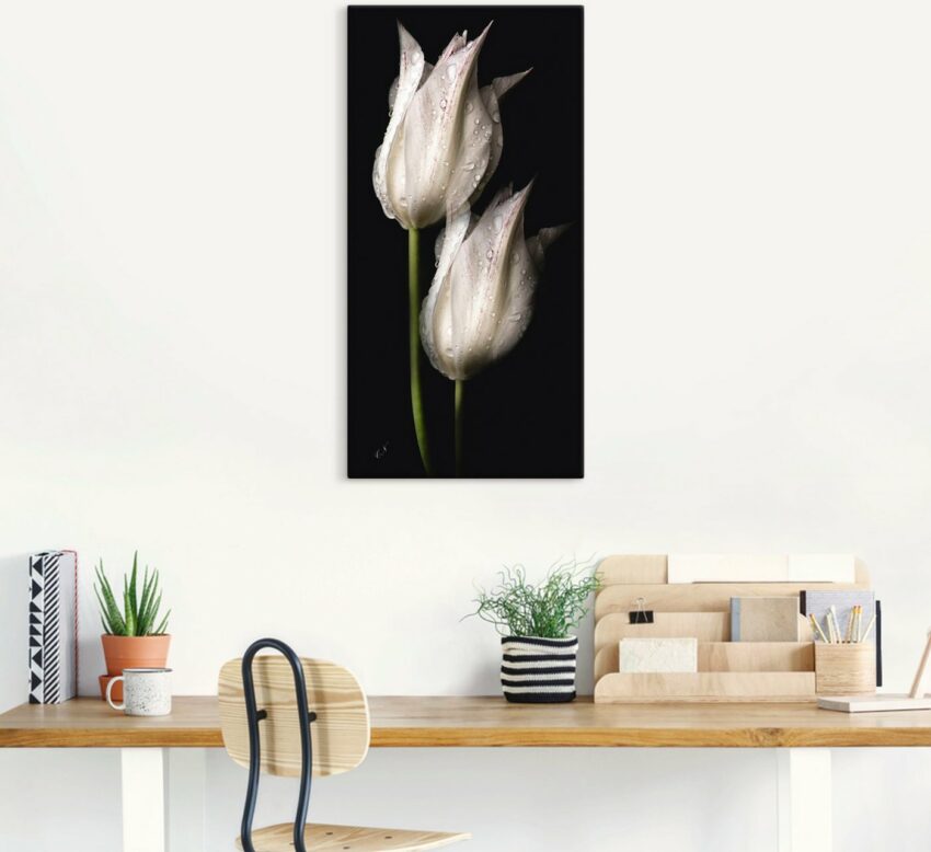 Artland Wandbild »Weiße Tulpen in der Nacht«, Blumenbilder (1 Stück), in vielen Größen & Produktarten - Alubild / Outdoorbild für den Außenbereich, Leinwandbild, Poster, Wandaufkleber / Wandtattoo auch für Badezimmer geeignet-Bilder-Ideen für dein Zuhause von Home Trends