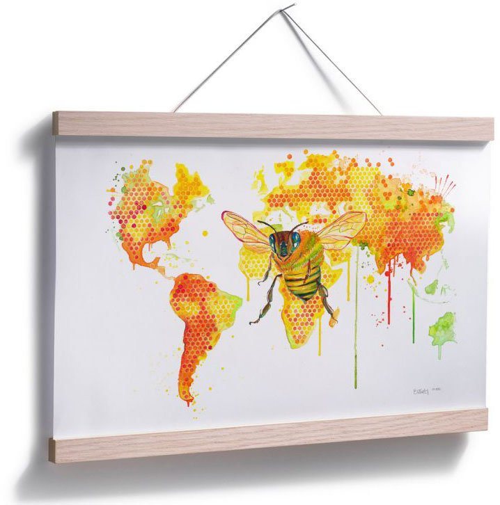 Wall-Art Poster »Bees World«, Schriftzug (1 Stück), Poster, Wandbild, Bild, Wandposter-Bilder-Ideen für dein Zuhause von Home Trends