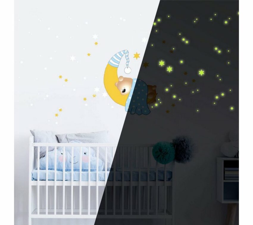 Wall-Art Wandtattoo »Bärchen Mond Leuchtsterne« (1 Stück)-Wandtattoos-Ideen für dein Zuhause von Home Trends