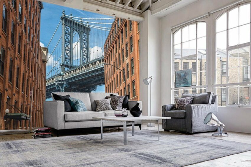 Papermoon Fototapete »Brooklyn Dumbo Area«, matt, BlueBack, 7 Bahnen, 350 x 260 cm-Tapeten-Ideen für dein Zuhause von Home Trends