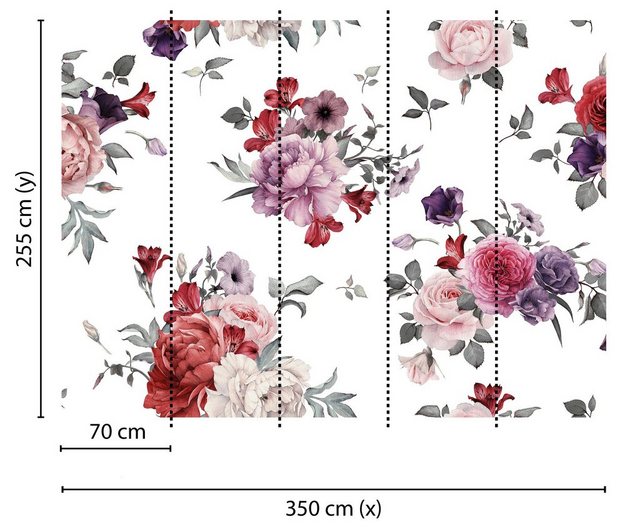 living walls Fototapete »Designwalls Flower Bouquet 1«, glatt, (5 St)-Tapeten-Inspirationen