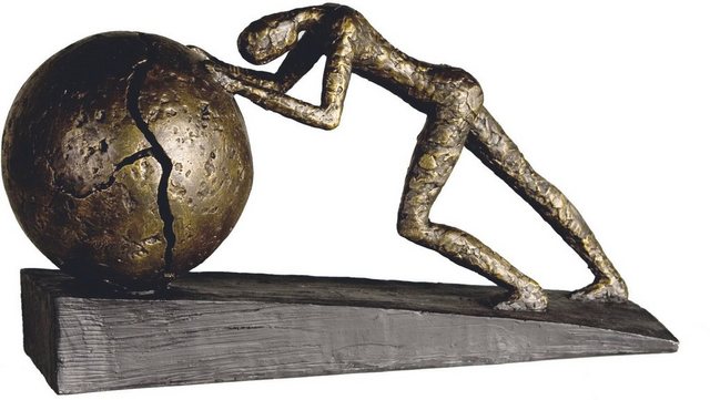 Casablanca by Gilde Dekofigur »Skulptur Heavy Ball« (1 Stück), Dekoobjekt, Höhe 22 cm, mit Spruchanhänger, Wohnzimmer-Figuren-Inspirationen