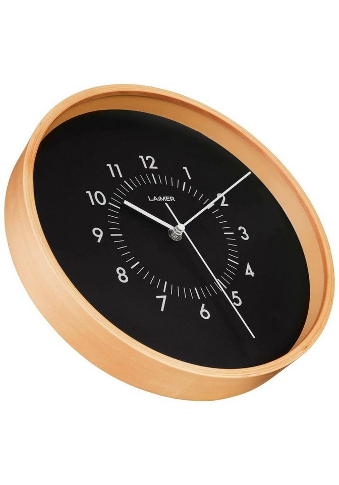 LAiMER Wanduhr »Wanduhr aus Ahornholz, schwarzes Zifferblatt«-Uhren-Ideen für dein Zuhause von Home Trends