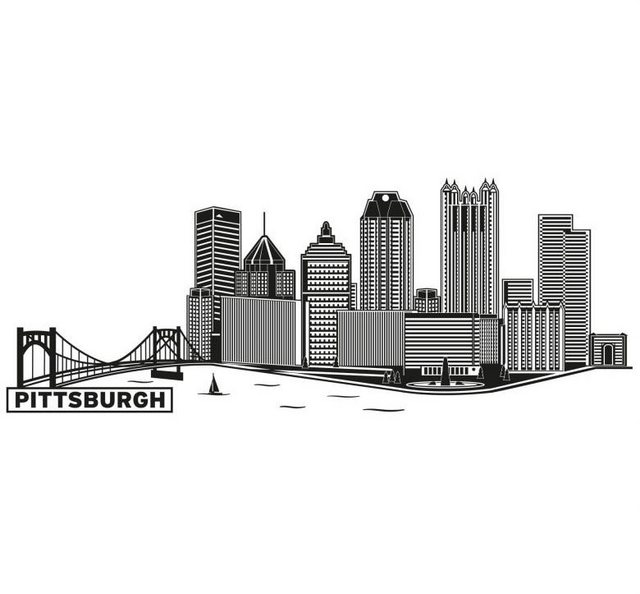 Wall-Art Wandtattoo »XXL Stadt Skyline Pittsburgh 120cm« (1 Stück)-Wandtattoos-Inspirationen