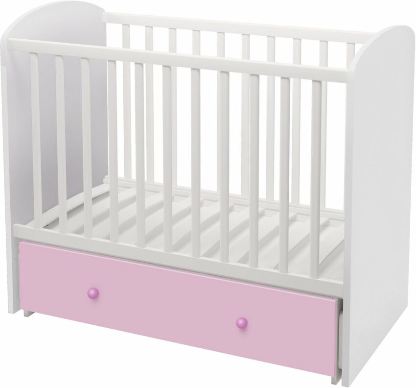 Polini kids Babybett »Sky 745, Weiß-Rosa«, mit Bettschubkasten und Schaukelfunktion-Betten-Ideen für dein Zuhause von Home Trends