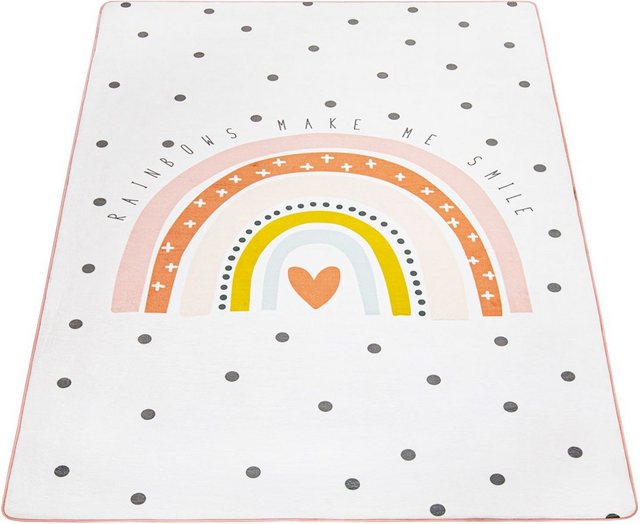 Kinderteppich »Chicos 552«, Paco Home, rechteckig, Höhe 2 mm, Flachgewebe, niedliches Kinder Design, Motiv Regenbogen, Pastell-Farben, Kinderzimmer-Teppiche-Inspirationen