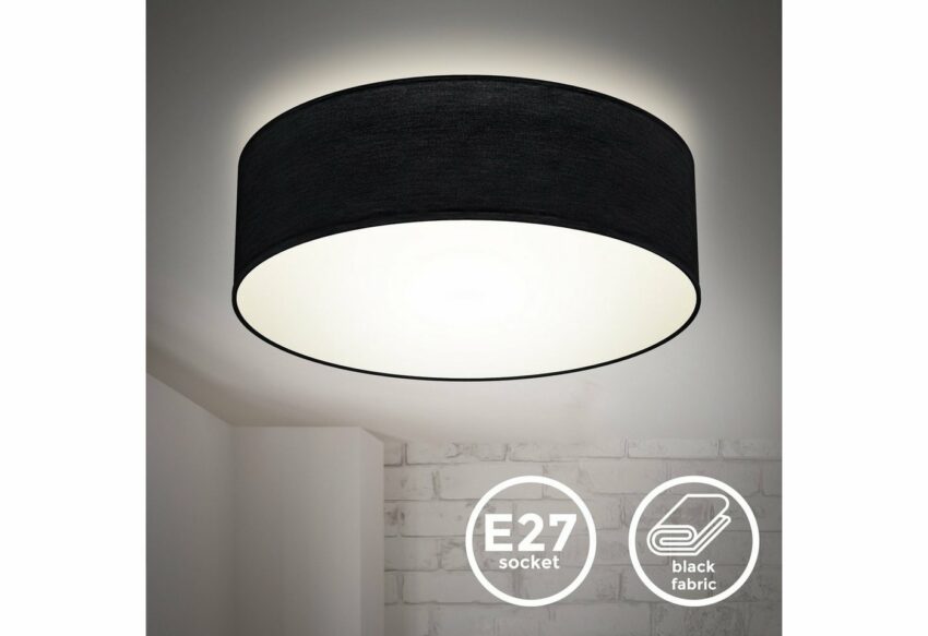 B.K.Licht LED Deckenleuchte, LED Deckenlampe Stoff Textil Lampenschirm schwarz E27 Schlafzimmer Wohnzimmer Ø30cm-Lampen-Ideen für dein Zuhause von Home Trends