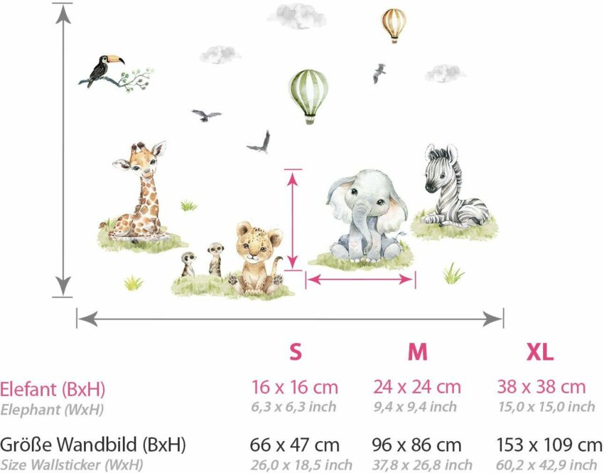 little DECO Wandtattoo »Little Deco Wandtattoo Safari Tiere & Heißluftballons«-Wandtattoos-Ideen für dein Zuhause von Home Trends