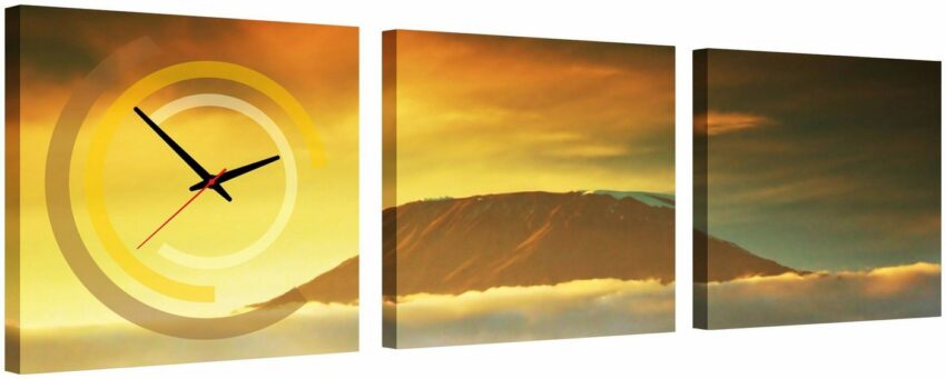 Conni Oberkircher´s Bild mit Uhr »Mountain from Sky - Berg über den Wolken«, Berge (Set), mit dekorativer Uhr, Panorama-Bilder-Ideen für dein Zuhause von Home Trends