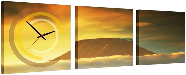 Conni Oberkircher´s Bild mit Uhr »Mountain from Sky - Berg über den Wolken«, Berge (Set), mit dekorativer Uhr, Panorama-Bilder-Inspirationen