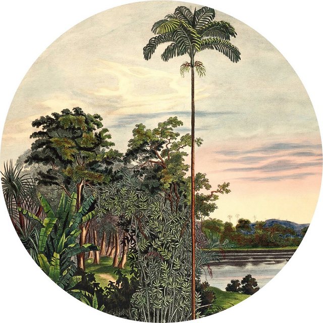 Komar Fototapete »Vintage Landscape«, glatt, Comic, botanisch, (Packung, 1 St), 125 x 125 cm-Tapeten-Inspirationen