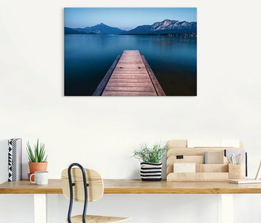 Artland Wandbild »Holzsteg mit Blick auf den Mondsee«, Seebilder (1 Stück), in vielen Größen & Produktarten - Alubild / Outdoorbild für den Außenbereich, Leinwandbild, Poster, Wandaufkleber / Wandtattoo auch für Badezimmer geeignet-Bilder-Ideen für dein Zuhause von Home Trends