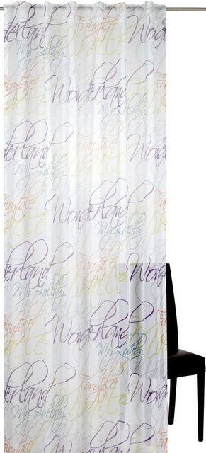 Gardine »Script«, ELBERSDRUCKE, verdeckte Schlaufen (1 Stück), Schlaufenbandschal mit Bleistiftfaltenband Script 04 weiss-bunt 255x140 cm transparent-Gardinen-Inspirationen