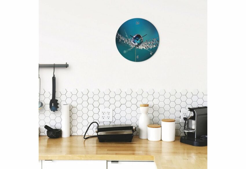 Artland Wanduhr »Glasuhr rund Pusteblume Tautropfen blau«-Uhren-Ideen für dein Zuhause von Home Trends