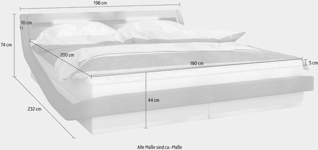 SalesFever Polsterbett, LED-Beleuchtung mit Farbwechsler, modernes Design Bett inklusive Matratze und Topper-Betten-Inspirationen
