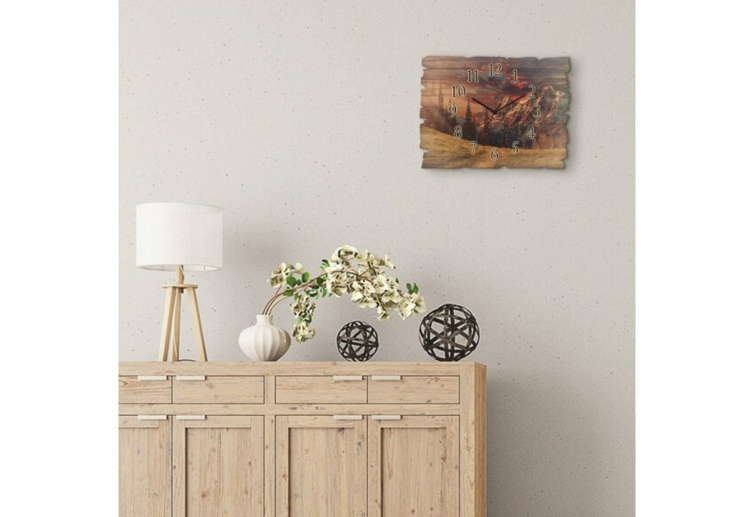 Artland Wanduhr »Holzuhr Alpines Hochland« (in vielen Größen & Produktarten - Alubild / Outdoorbild für den Außenbereich, Leinwandbild, Poster, Wandaufkleber / Wandtattoo auch für Badezimmer geeignet)-Uhren-Ideen für dein Zuhause von Home Trends