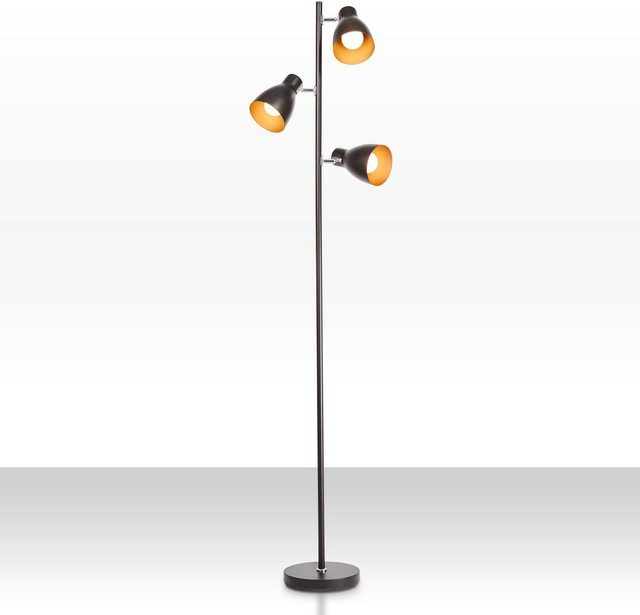 B.K.Licht Stehlampe, LED Stehleuchte Design Standleuchte Retro Vintage Metall schwarz-gold-Lampen-Inspirationen