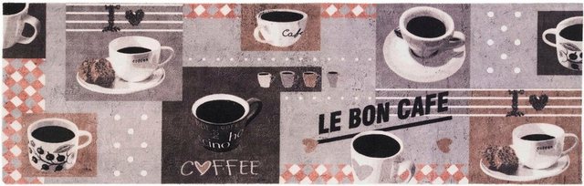 Küchenläufer »Küchenläufer BON CAFE«, Primaflor-Ideen in Textil, rechteckig, Höhe 5 mm, mit Schriftzug & Motiv Kaffee, rutschhemmend, waschbar, Küche-Teppiche-Inspirationen