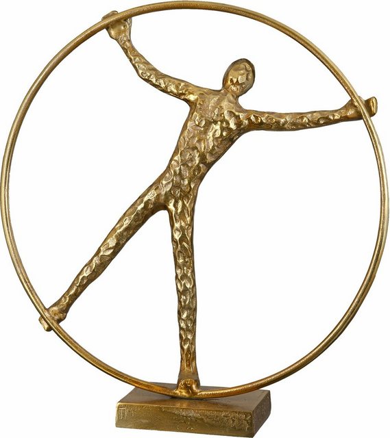 Casablanca by Gilde Dekofigur »Skulptur Gym Wheel, antikfinish« (1 Stück), Dekoobjekt, Höhe 41 cm, aus Aluminium vernickelt, gold- oder silberfarben, Wohnzimmer-Figuren-Inspirationen