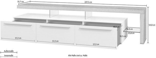 GWINNER Lowboard »Bellano«, mit TV-Brücke rechts, Breite 227,5 cm-Lowboards-Inspirationen