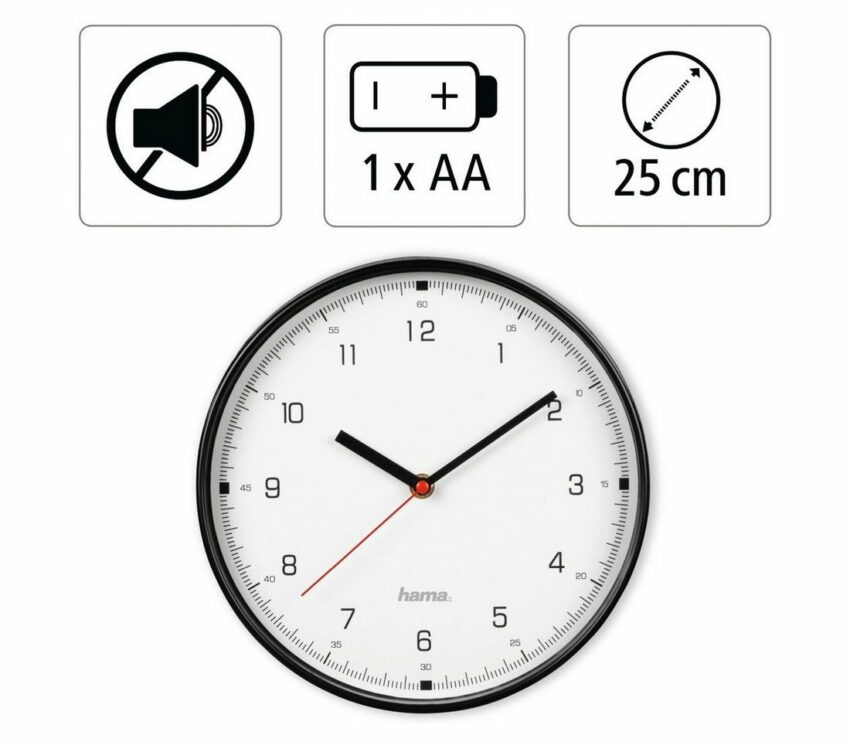 Hama Wanduhr »Uhr« (geräuscharm, Schwarz)-Uhren-Ideen für dein Zuhause von Home Trends