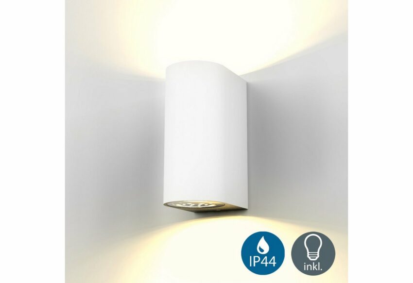 B.K.Licht LED Außen-Wandleuchte »Volans«, LED Außenleuchte Wandlampe Spritzwasserschutz inkl. 5W 400 Lumen GU10 Weiß IP44-Lampen-Ideen für dein Zuhause von Home Trends