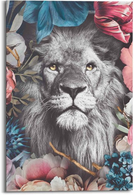 Reinders! Wandbild »Wandbild Löwe Blumenkranz - Pflanzen - Farbenfroh«, Löwen (1 Stück)-Bilder-Inspirationen