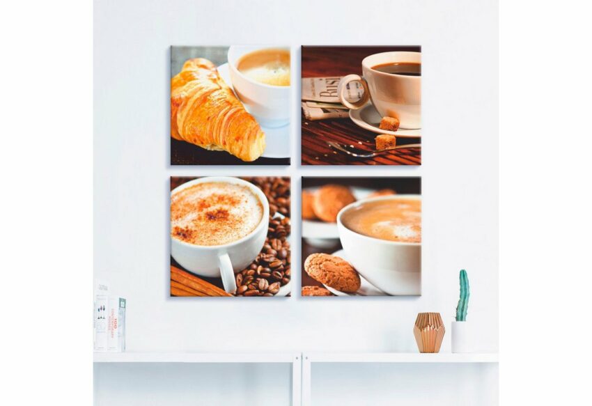 Artland Leinwandbild »Kaffeetassen und Zeitung, Milchkaffee«, Getränke (4 Stück)-Bilder-Ideen für dein Zuhause von Home Trends