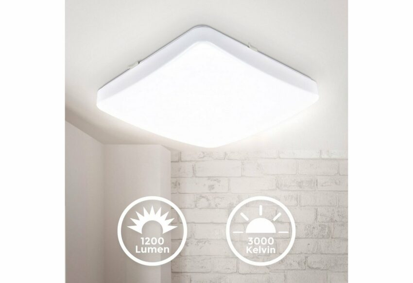 B.K.Licht LED Deckenleuchte, LED Deckenlampe quadratisch inkl. 12W LED Leuchtmittel 1200lm warmweiße Lichtfarbe IP20 Weiß-Lampen-Ideen für dein Zuhause von Home Trends