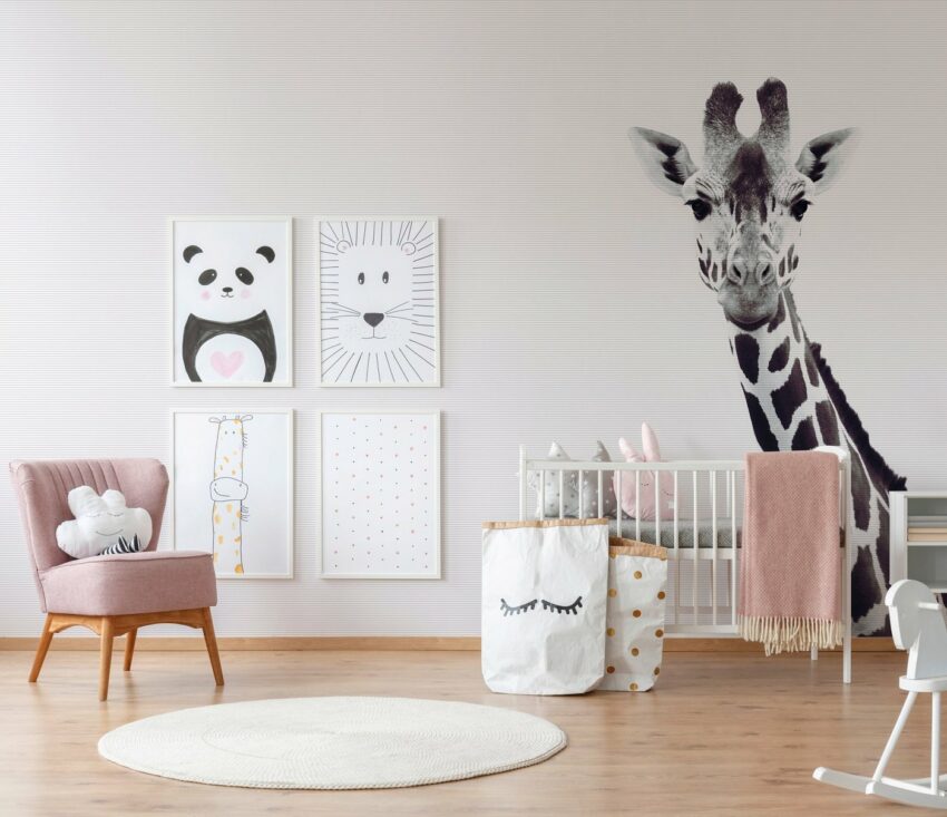 living walls Fototapete »ARTist Giraffe Potrait«, (Set, 4 St), Giraffe, Vlies, glatt-Tapeten-Ideen für dein Zuhause von Home Trends