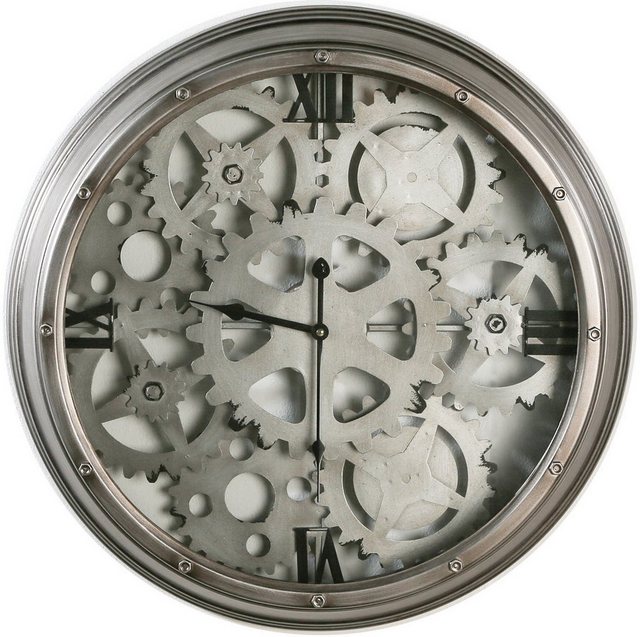 Casablanca by Gilde Wanduhr »Loft, silber« (XXL, rund, Ø 57 cm groß, aus Metall, mit unbeweglichen Zahnrädern, dekorativ in Küche & Wohnzimmer)-Uhren-Inspirationen