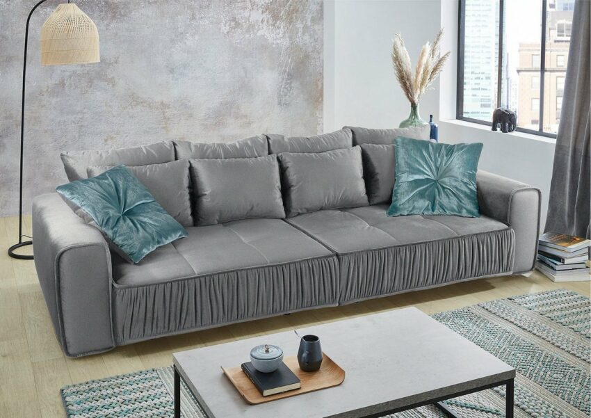 Places of Style Big-Sofa, mit schwebender Optik und künstlerischer Raffung an der vorderen Kante, Federkernpolsterung, frei im Raum stellbar-Sofas-Ideen für dein Zuhause von Home Trends