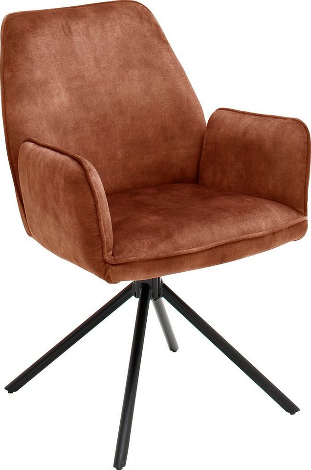 MCA furniture Esszimmerstuhl »Ottawa mit Armlehne« (Set, 2 Stück), Vintage Veloursoptik mit Keder, Stuhl belastbar bis 120 Kg-Stühle-Ideen für dein Zuhause von Home Trends