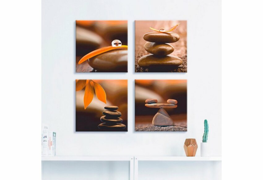Artland Leinwandbild »Blumenblatt Tropfen Zen Pyramide Waage«, Zen (4 Stück)-Bilder-Ideen für dein Zuhause von Home Trends