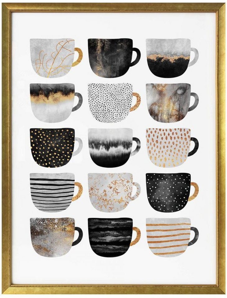Wall-Art Poster »Kaffeetassen Schwarz Gold«, Geschirr & Besteck (1 Stück)-Bilder-Ideen für dein Zuhause von Home Trends