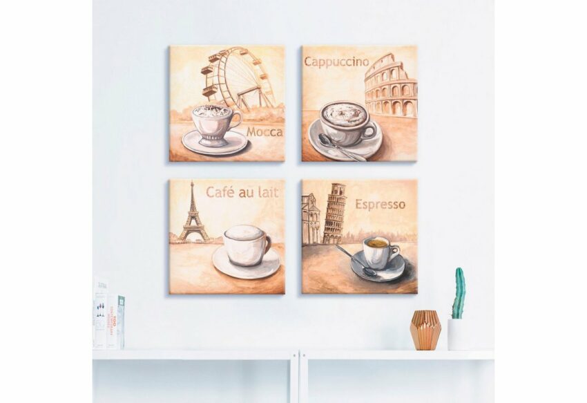 Artland Leinwandbild »Mocca Cappuccino Café au lait Espresso«, Getränke (4 Stück)-Bilder-Ideen für dein Zuhause von Home Trends