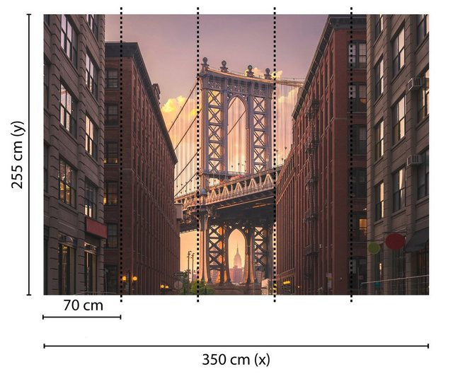 living walls Fototapete »Designwalls Brooklyn Bridge«, glatt, (5 St)-Tapeten-Inspirationen