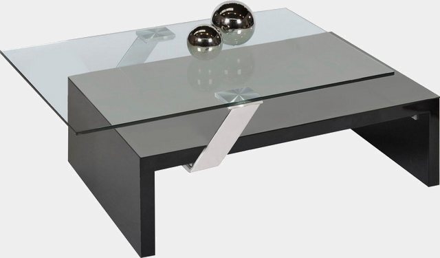 PRO Line Couchtisch, mit Funktion, mit Glasplatte, Platte verstellbar durch Verschiebetechnik, Gestell aus Holz schwarz Hochglanz, rechteckig-Tische-Inspirationen