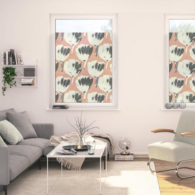 Fensterfolie »Fensterfolie selbstklebend, Sichtschutz, Jumbo Flowers on salmon - Rot«, LICHTBLICK ORIGINAL, blickdicht, glatt-Fensterfolien-Inspirationen