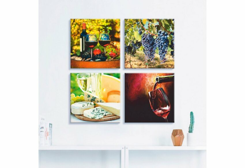 Artland Leinwandbild »Gläser Rotwein, Trauben, Käse«, Getränke (4 Stück)-Bilder-Ideen für dein Zuhause von Home Trends