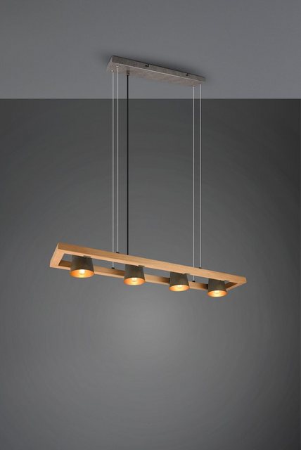 TRIO Leuchten Pendelleuchte »Bell«, Hängelampe aus Holz mit Schirmen in Glocken-Design / Schirme nickel antik Optik-Lampen-Inspirationen