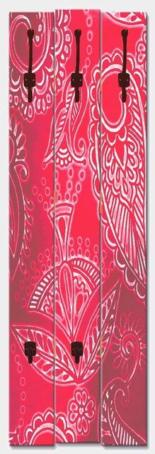 Artland Garderobenpaneel »Dekoratives Rot«, platzsparende Wandgarderobe aus Holz mit 5 Haken, geeignet für kleinen, schmalen Flur, Flurgarderobe-Garderoben-Inspirationen