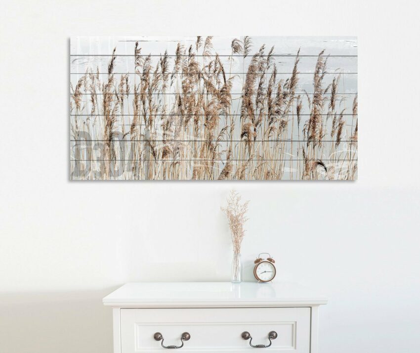 queence Holzbild »Schilf«, 40x80 cm-Bilder-Ideen für dein Zuhause von Home Trends